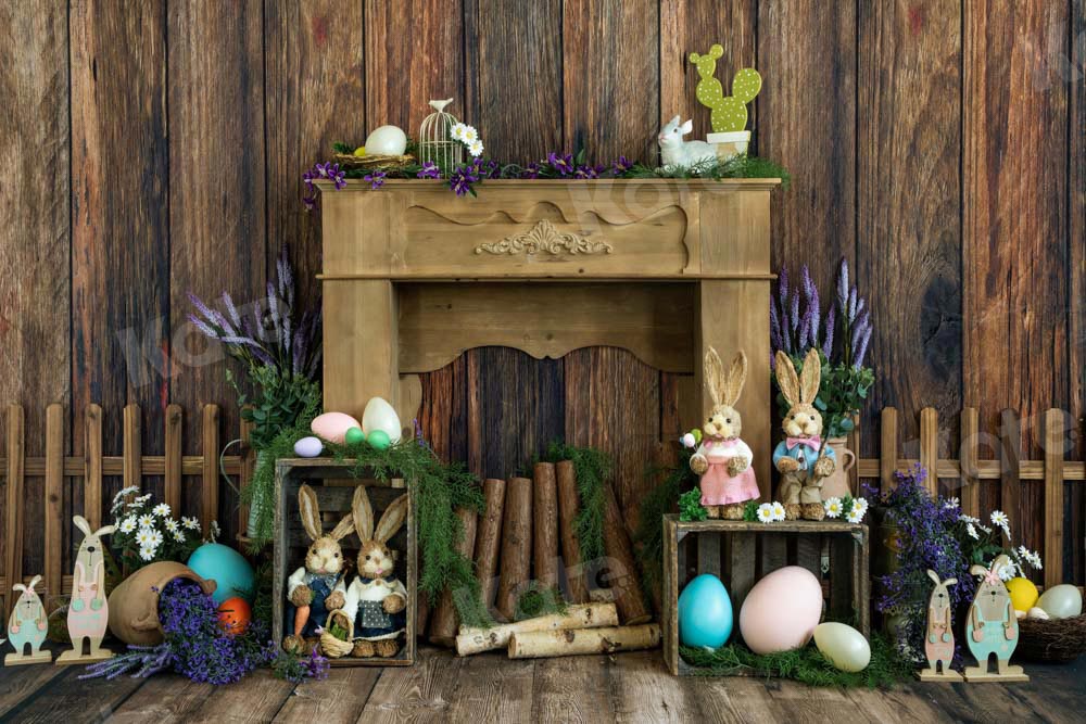 Kate Easter Bunny Backdrop Cactus Fireplace Designed by Emetselch