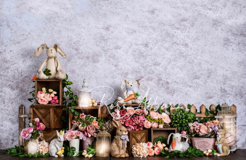 Kate Easter Bunny Backdrop Flowers for Photography Designed By Rose Abbas