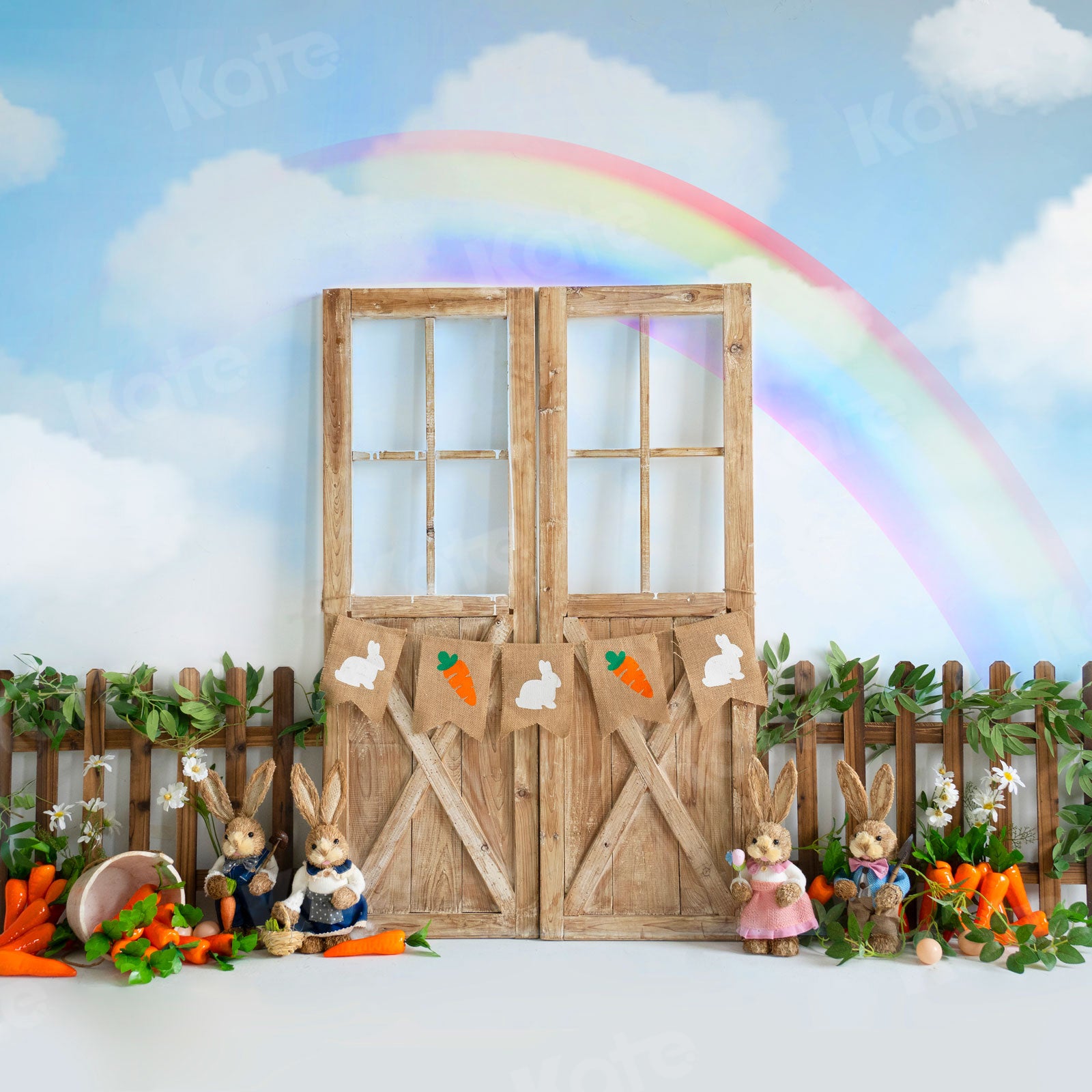 Kate Easter Bunny Rainbow Backdrop for Photography