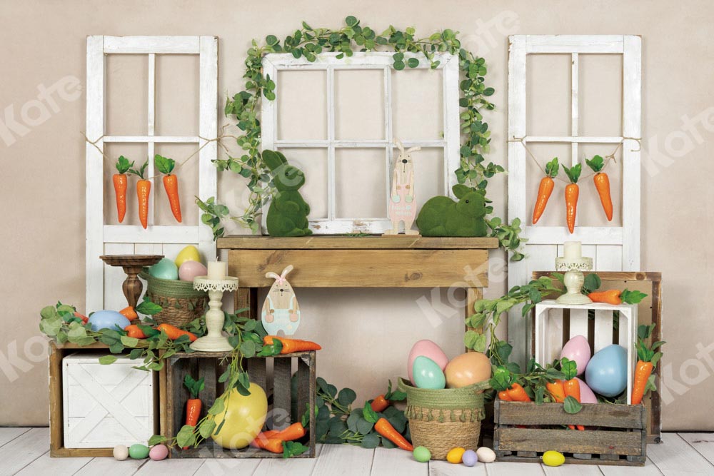 Kate Easter/Spring Bunny Backdrop Carrot Eggs Designed by Emetselch
