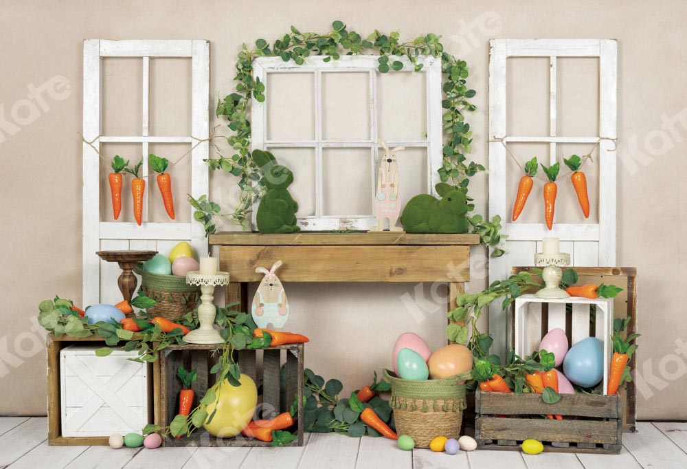 Kate Easter/Spring Bunny Backdrop Carrot Eggs Designed by Emetselch