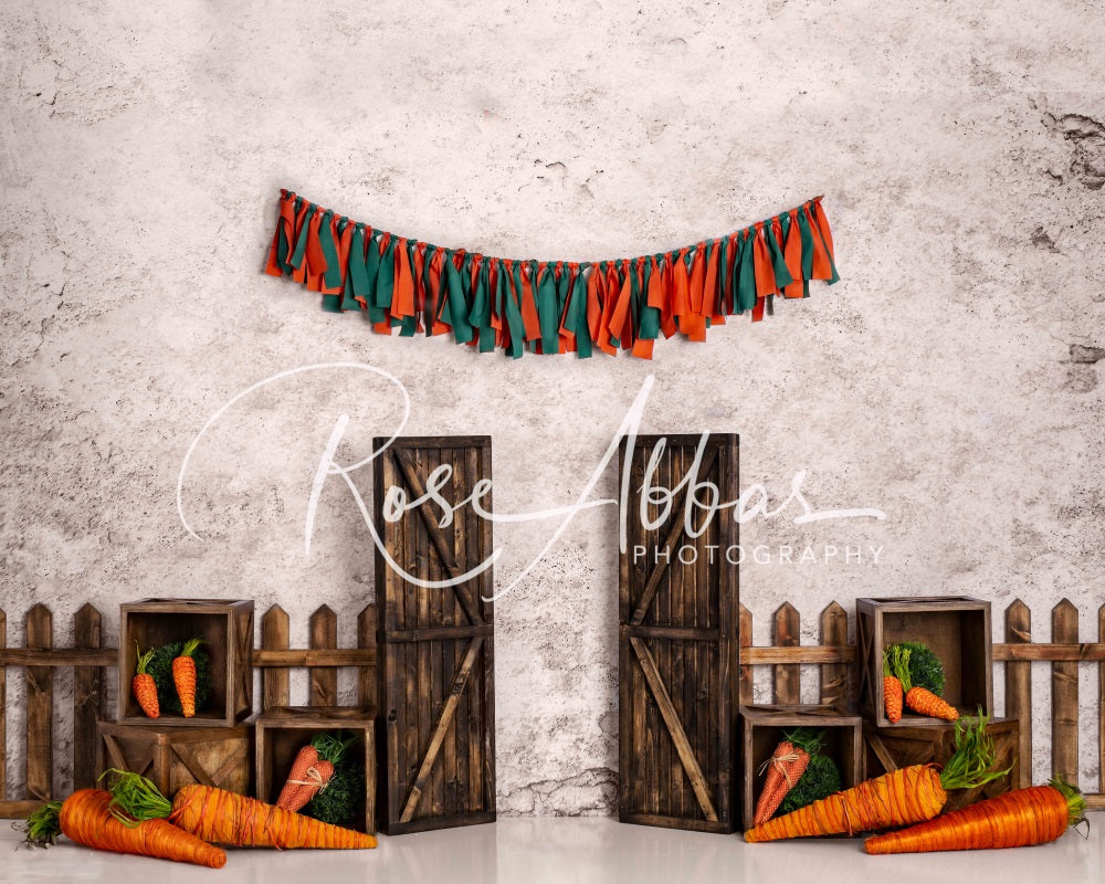Kate Easter/Spring Carrot Backdrop Wooden Door for Photography Designed By Rose Abbas