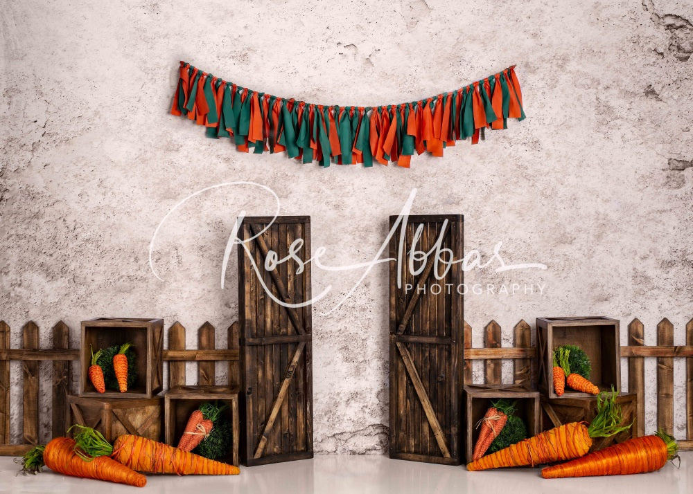 Kate Easter/Spring Carrot Backdrop Wooden Door for Photography Designed By Rose Abbas