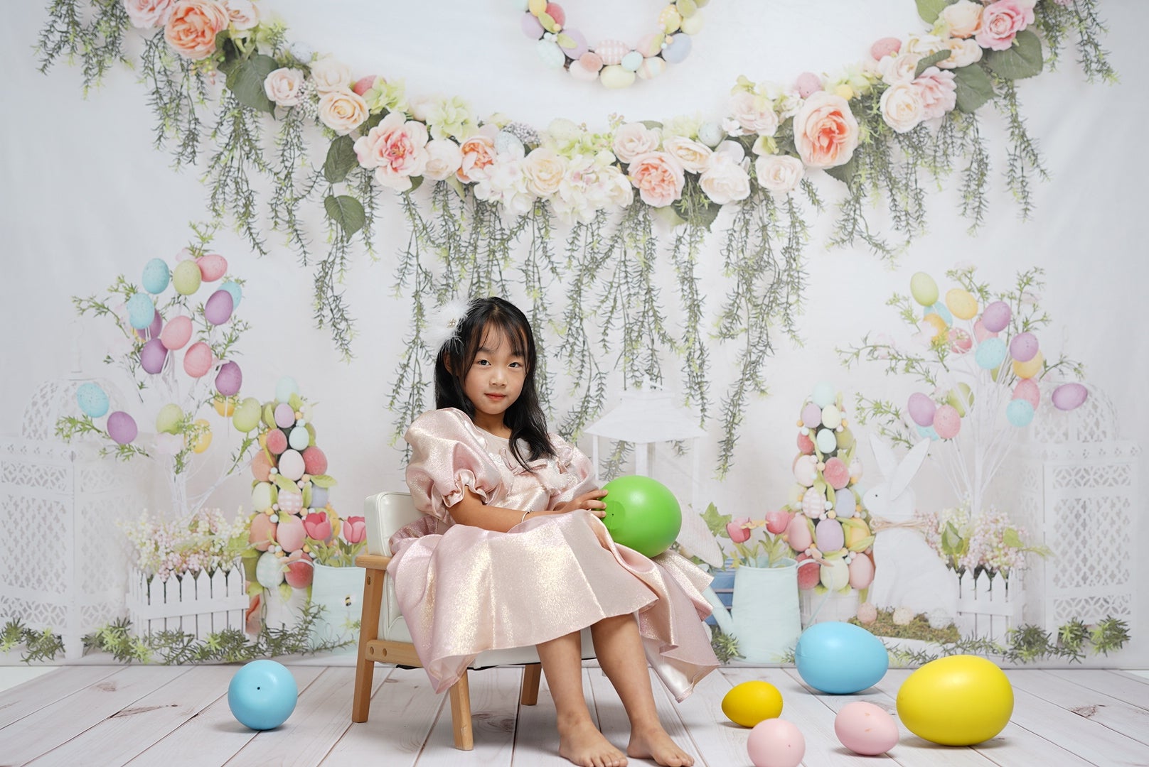 RTS Kate 7x5ft(2.2x1.5m) Easter with Rabbits Floral Backdrop for Photography (U.S. only)
