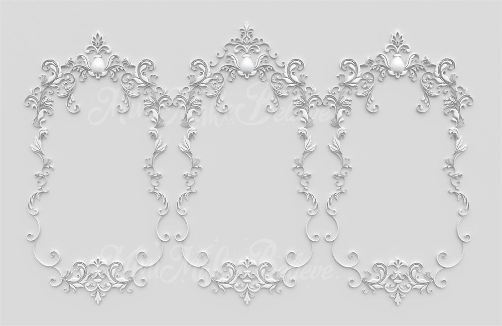 Kate Elegant Baroque Fancy Backdrop All White Wall Designed by Mini MakeBelieve