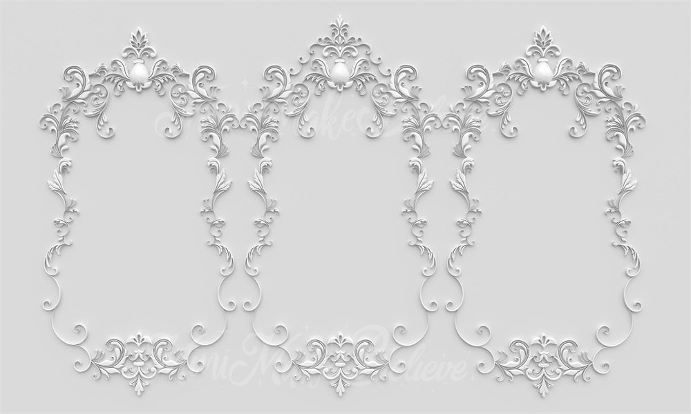 Kate Elegant Baroque Fancy Backdrop All White Wall Designed by Mini MakeBelieve