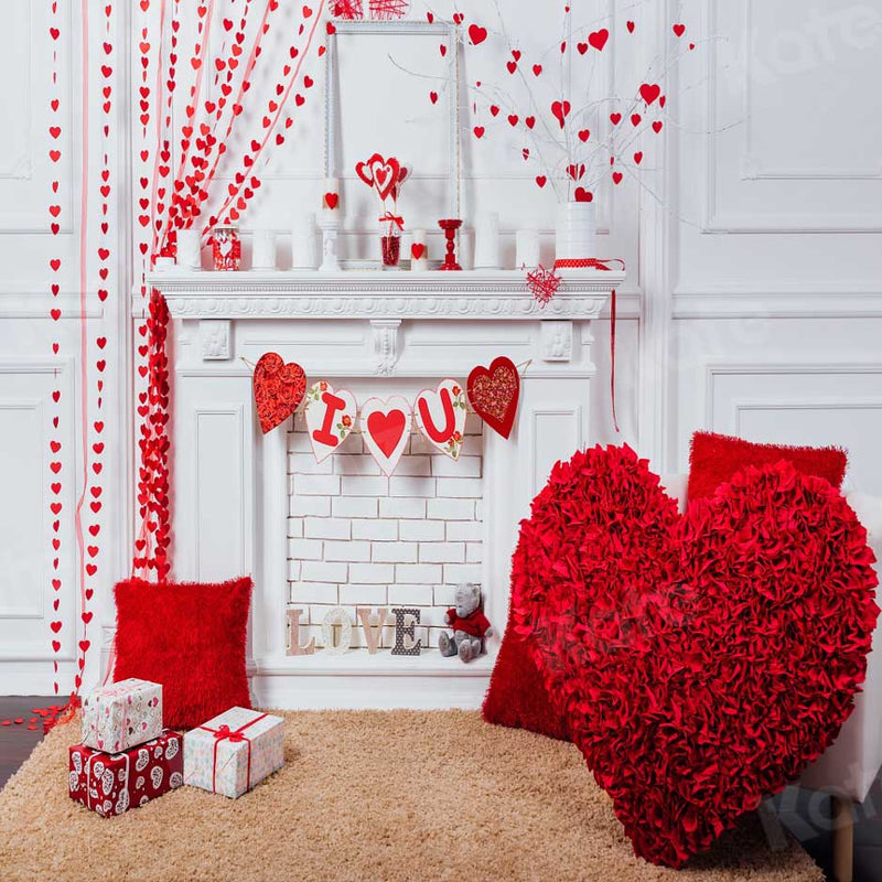 Romantic Red Heart Love Backdrop