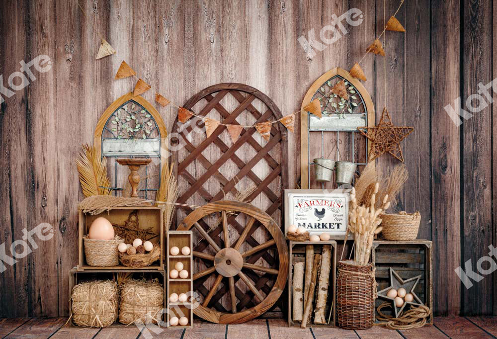 Kate Farm Egg Warehouse Backdrop Wooden Door Designed by Emetselch