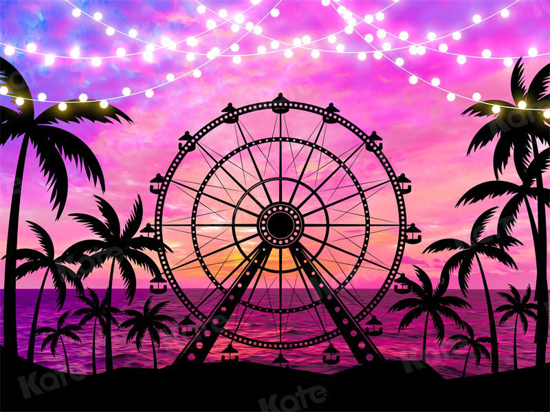 Kate Ferris Wheel Seaside Backdrop Night for Photography