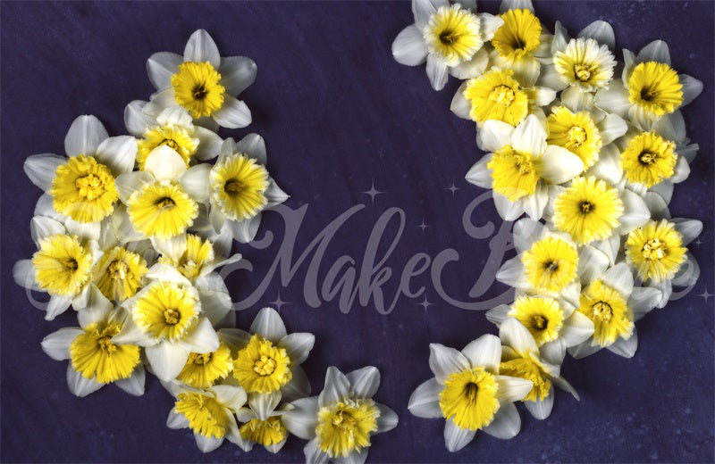 Kate Fine Art Floral Backdrop Daffodils Newborn Maternity Designed by Mini MakeBelieve