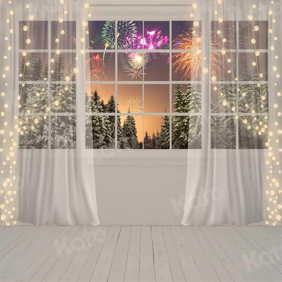 Kate Fireworks Window Backdrop Chiffon New Year for Photography