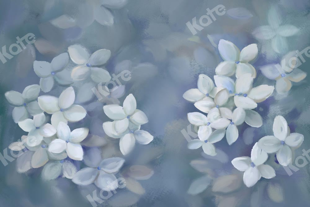 Kate Flowers Art Blue Backdrop Hand Painted Designed by GQ