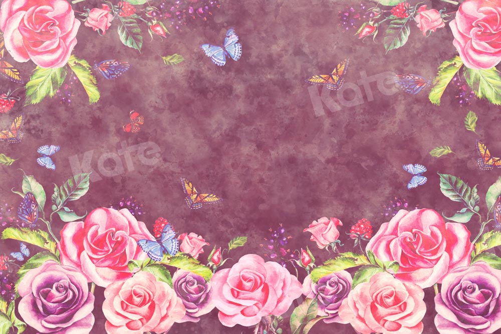 Kate Flowers Butterflies Backdrop Abstract Texture Designed by Chain Photography