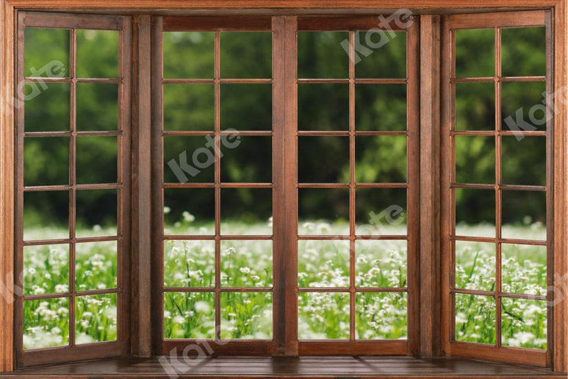 Rustic Garden Window View Backdrop