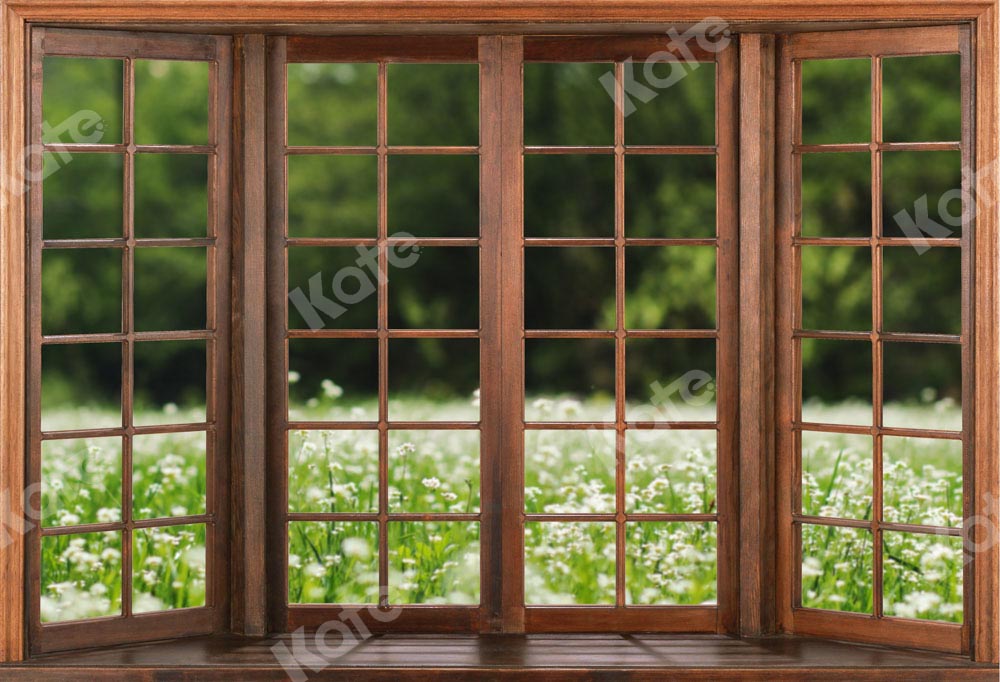 Rustic Garden Window View Backdrop