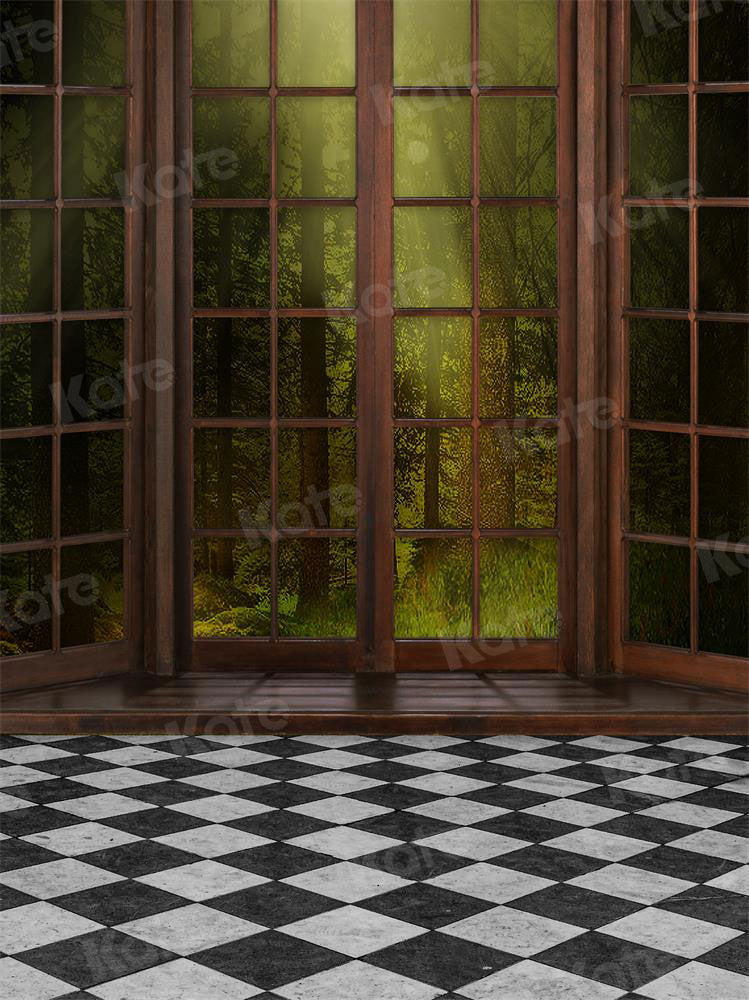 Kate Forest Window Backdrop Outside Wooden for Photography