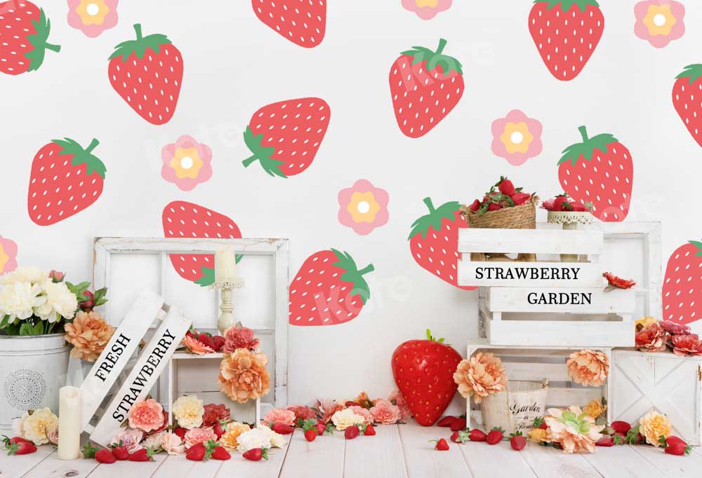 Kate Fresh Strawberries Backdrop Summer Flowers Designed by Uta Mueller Photography