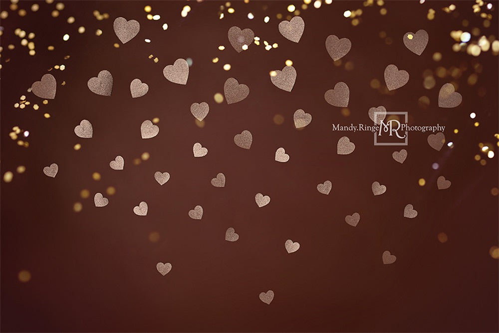 Kate Gold Valentine Backdrop Glitter Heart Designed by Mandy Ringe Photography