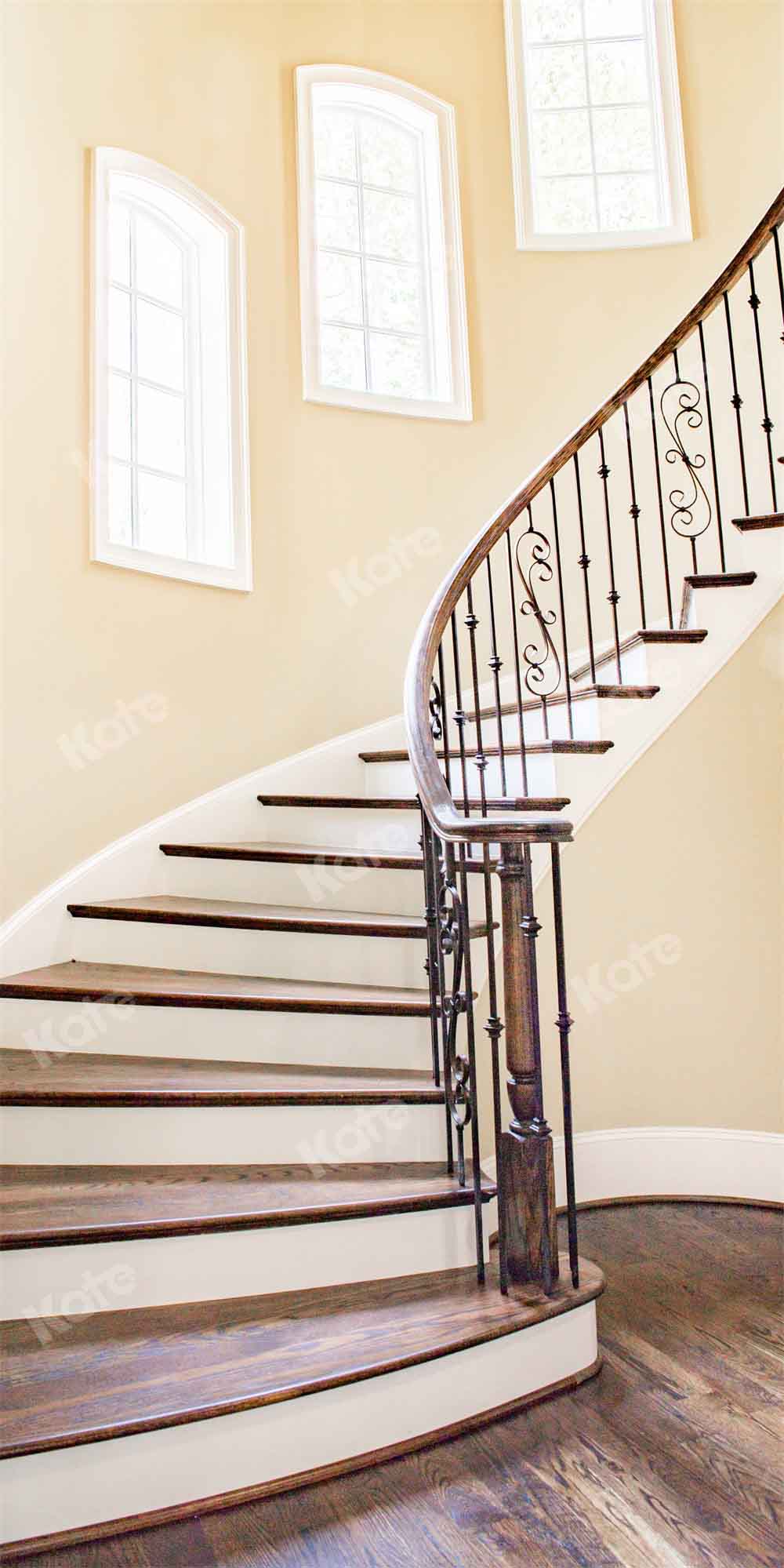 Kate Grand Staircase Space Backdrop Wood Grain Designed by Kate Image