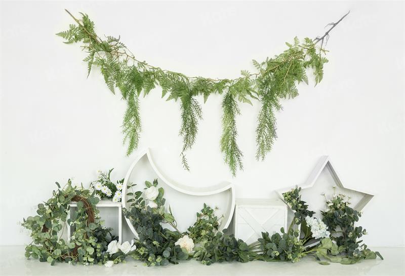 Kate Green Plants Spring Backdrop White for Photography