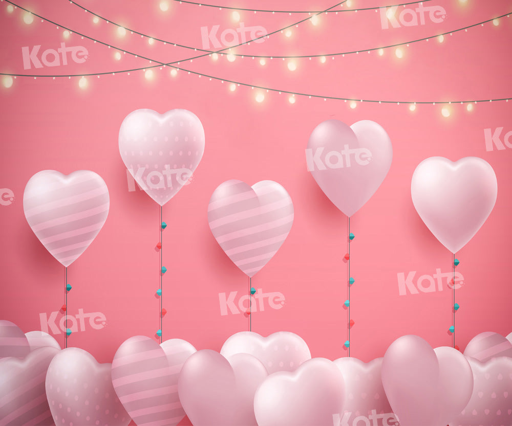Kate Heart Balloon Backdrop Pink Lights Designed by Chain Photography