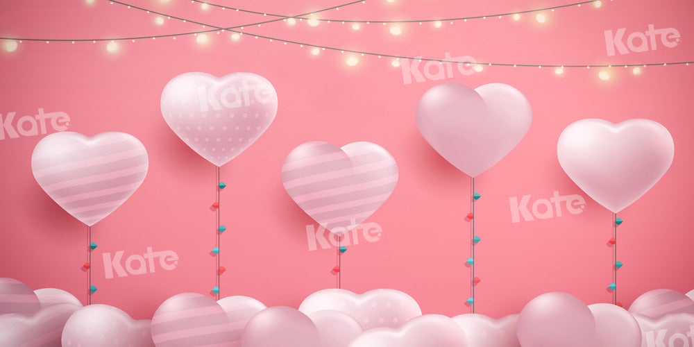 Kate Heart Balloon Backdrop Pink Lights Designed by Chain Photography