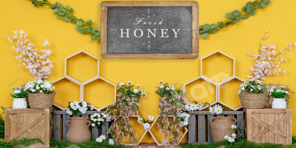 Kate Honeycomb Backdrop Yellow Summer Fresh Honey Designed by Emetselch