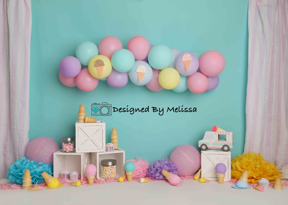 Kate Ice Cream Birthday Backdrop Party Designed by Melissa King