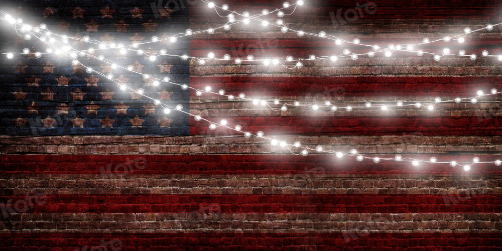 Kate Independence Day Backdrop Small Lamp Brick Wall for Photography