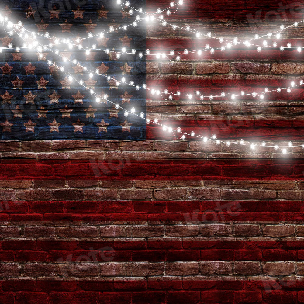 Kate Independence Day Backdrop Small Lamp Brick Wall for Photography