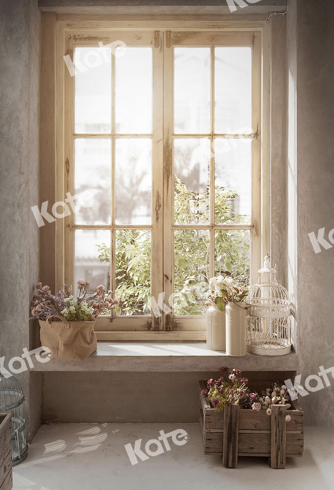 Rustic Vintage Window Garden Backdrop
