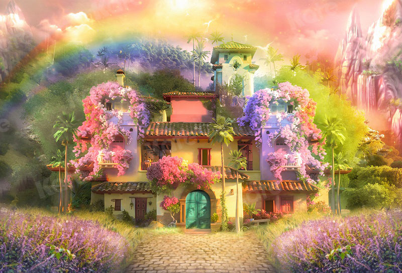 Kate Magic Flower Hut Backdrop Rainbow Wonderland for Photography