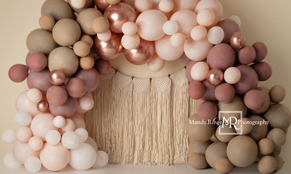 Kate Matte Balloon Arch Backdrop Macrame Wall Hanging Designed by Mandy Ringe Photography