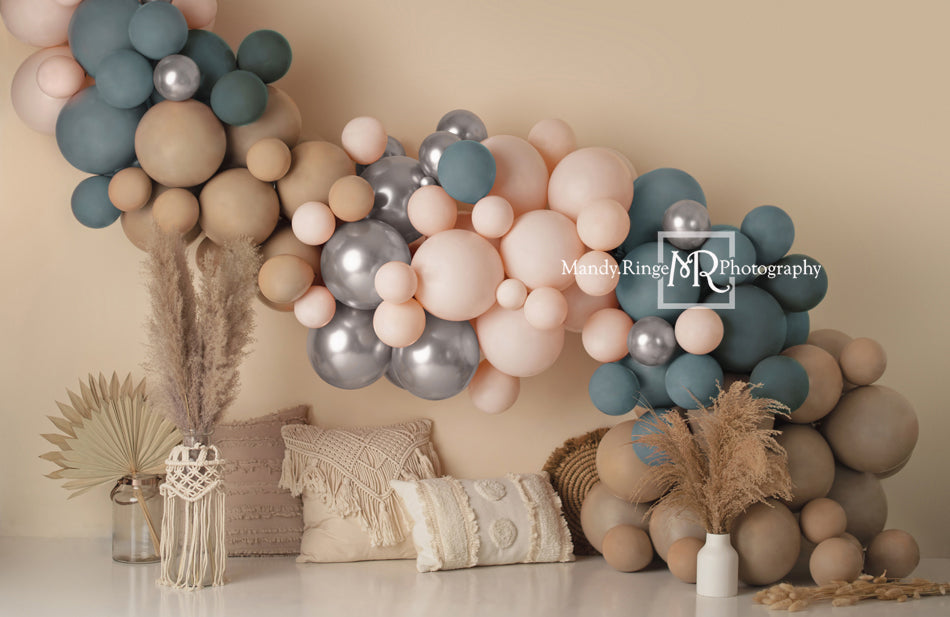 Kate Matte Boho Balloons Backdrop Macrame Pillows Designed by Mandy Ringe Photography