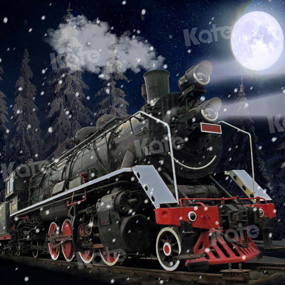 Kate Moonlight Snow Train Backdrop Designed by Chain Photography