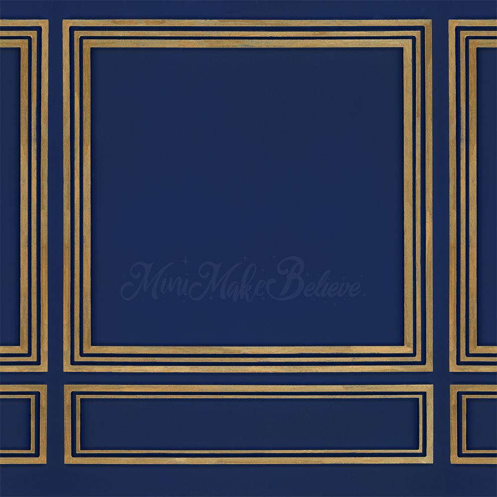 Kate Navy Blue Wall Backdrop Painted Gold Designed by Mini MakeBelieve