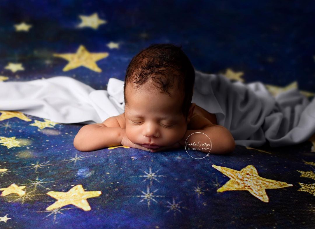 RTS Kate 7x5ft Night Sky with Gold Stars Children Backdrop for Photography Designed by Mandy Ringe Photography