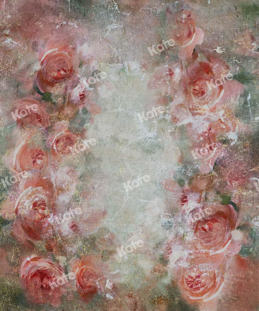 Kate Oil Painting Flowers Backdrop Vintage Hand Painted Texture Designed by GQ