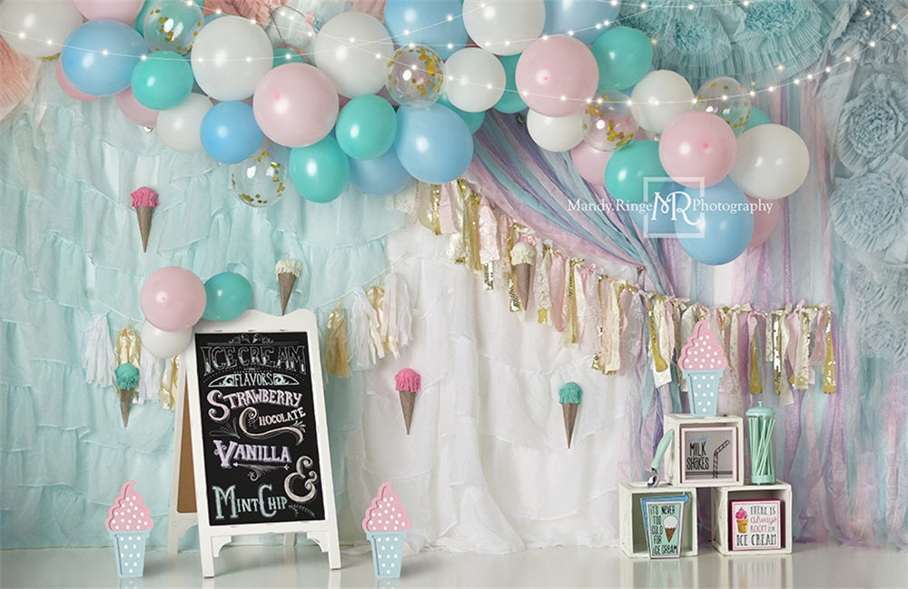 Kate Pastel Ice Cream Backdrop Party Summer Designed by Mandy Ringe Photography