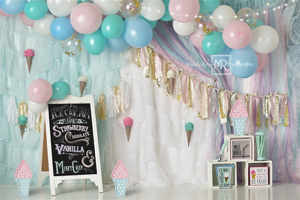 Kate Pastel Ice Cream Backdrop Party Summer Designed by Mandy Ringe Photography