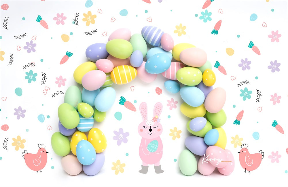 Kate Pastle Easter Bunny Egg Backdrop Rainbow Garland for Photography Designed by Kerry Anderson