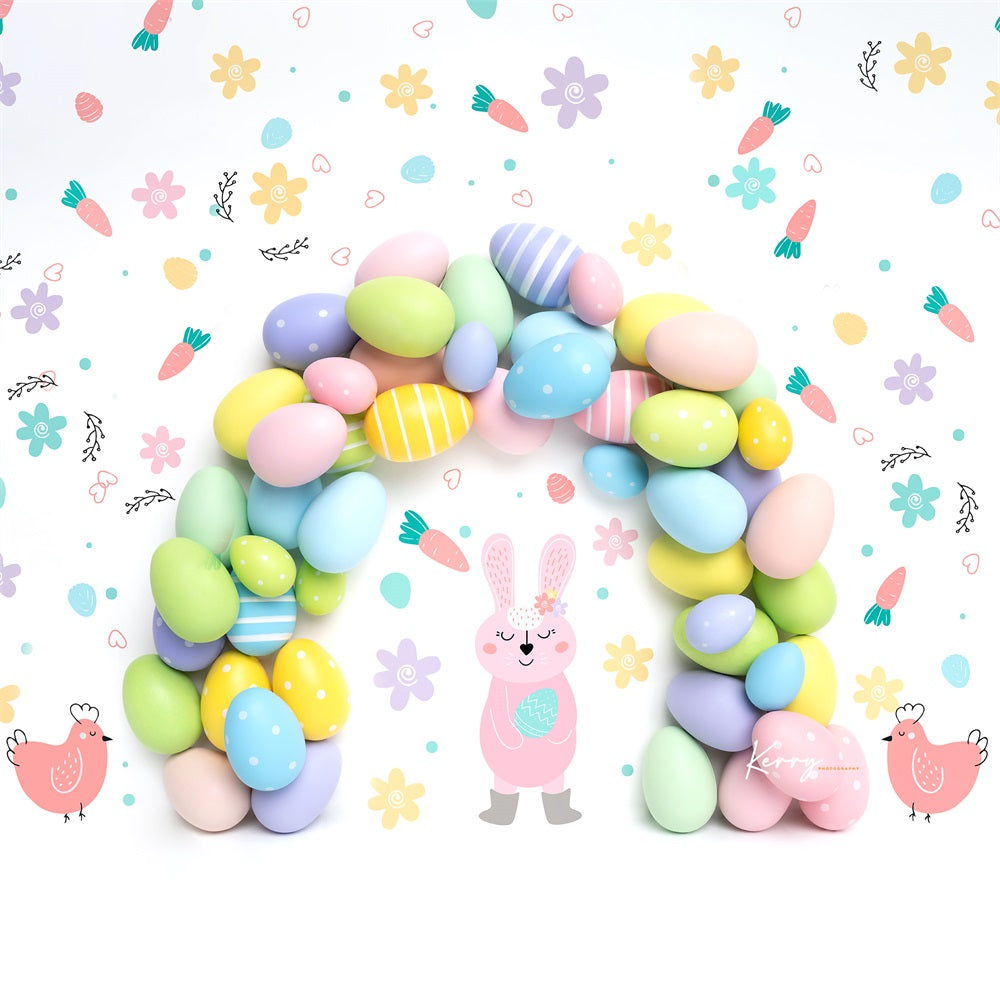 Kate Pastle Easter Bunny Egg Backdrop Rainbow Garland for Photography Designed by Kerry Anderson