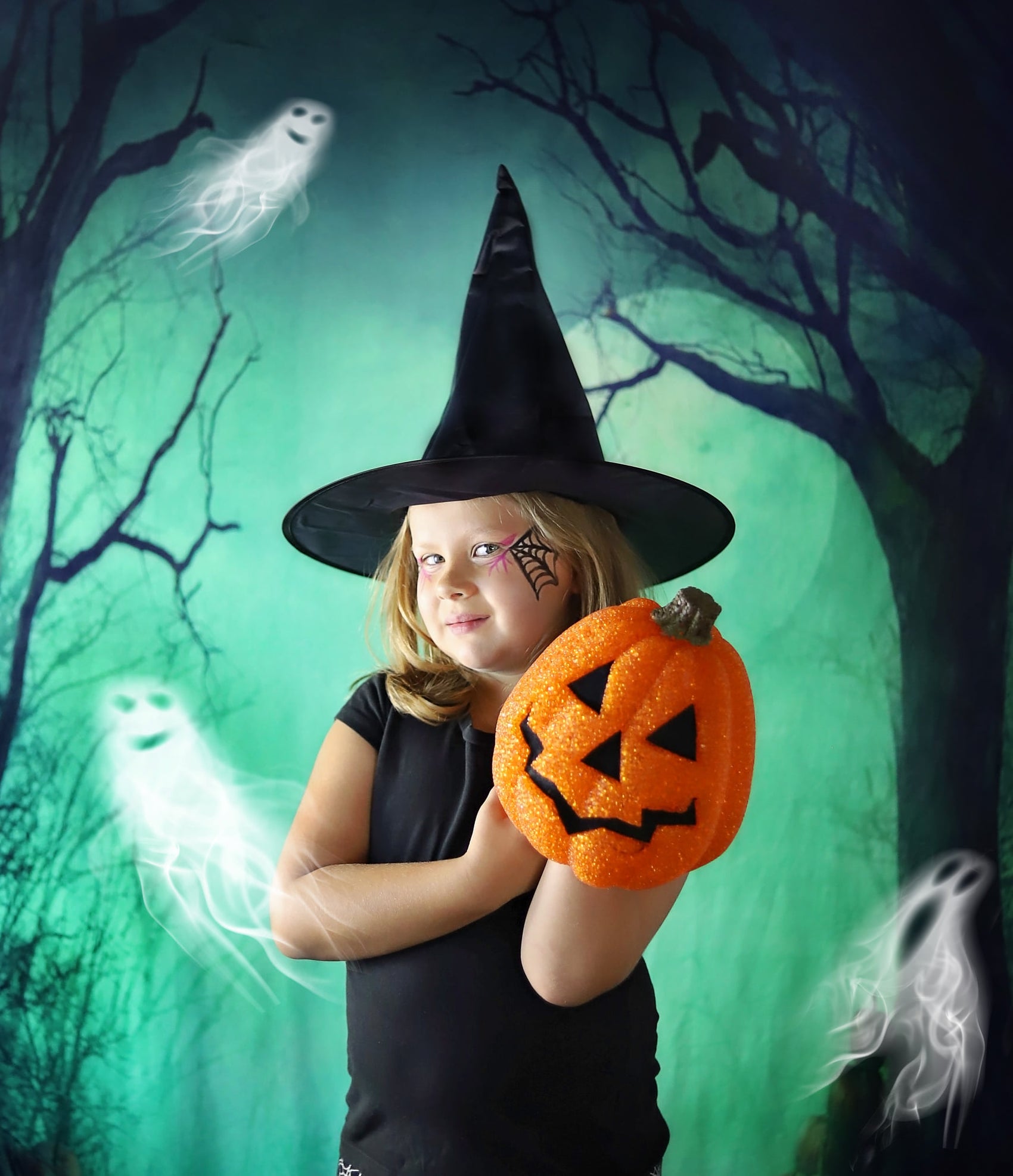 Kate Photography Fantastic Halloween Backdrops Forest Night Moon