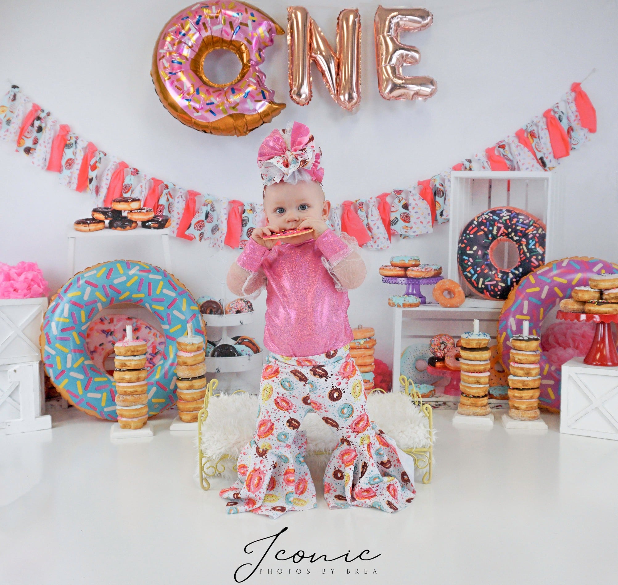 Kate Pink Donut Banners Children Backdrop for Birthday\Cake Smash