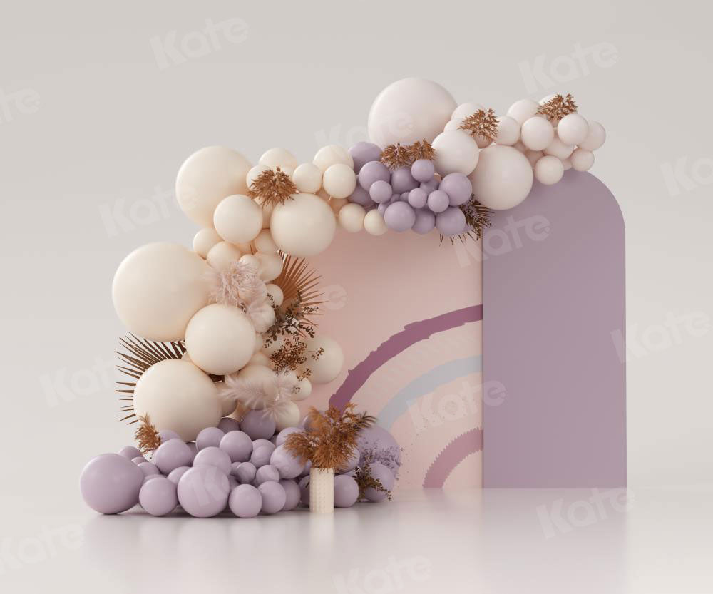 RTS Kate 7x5ft Purple Boho Balloons Backdrop Cake Smash Designed by Uta Mueller Photography
