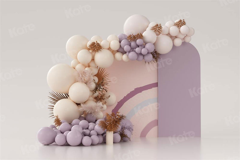 Kate Purple Boho Balloons Backdrop Cake Smash for Photography
