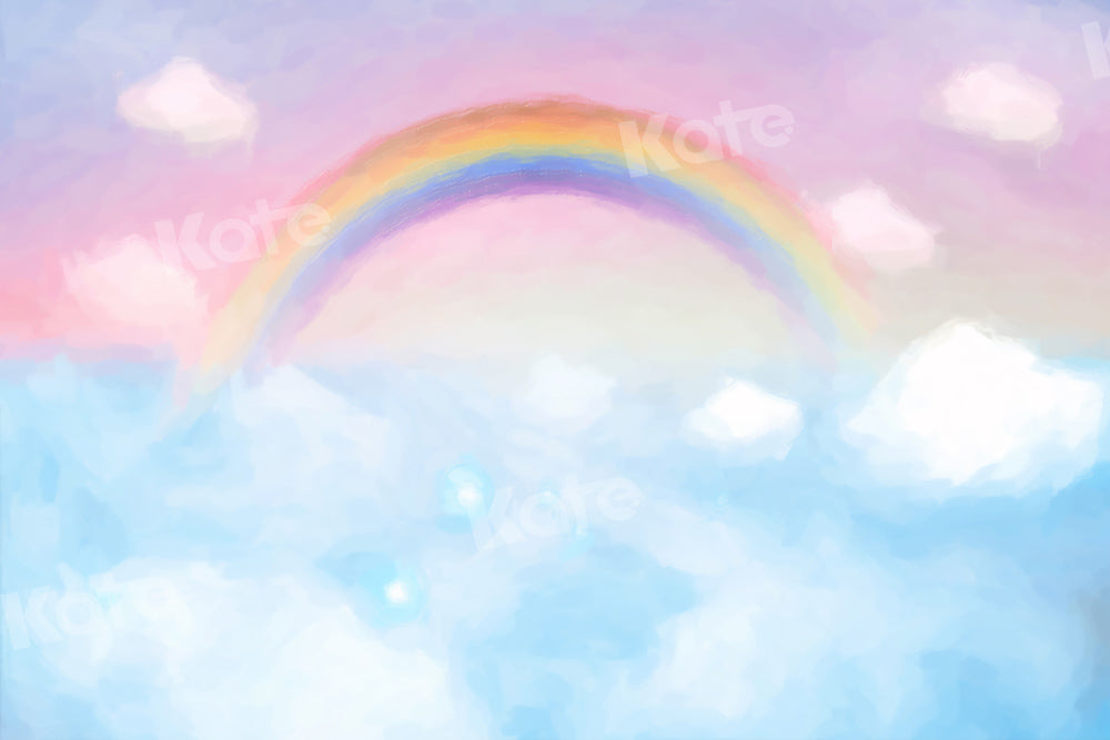 Kate Rainbow Clouds Backdrop Cake Smash Designed by Chain Photography