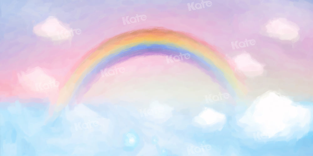 Kate Rainbow Clouds Backdrop Cake Smash Designed by Chain Photography