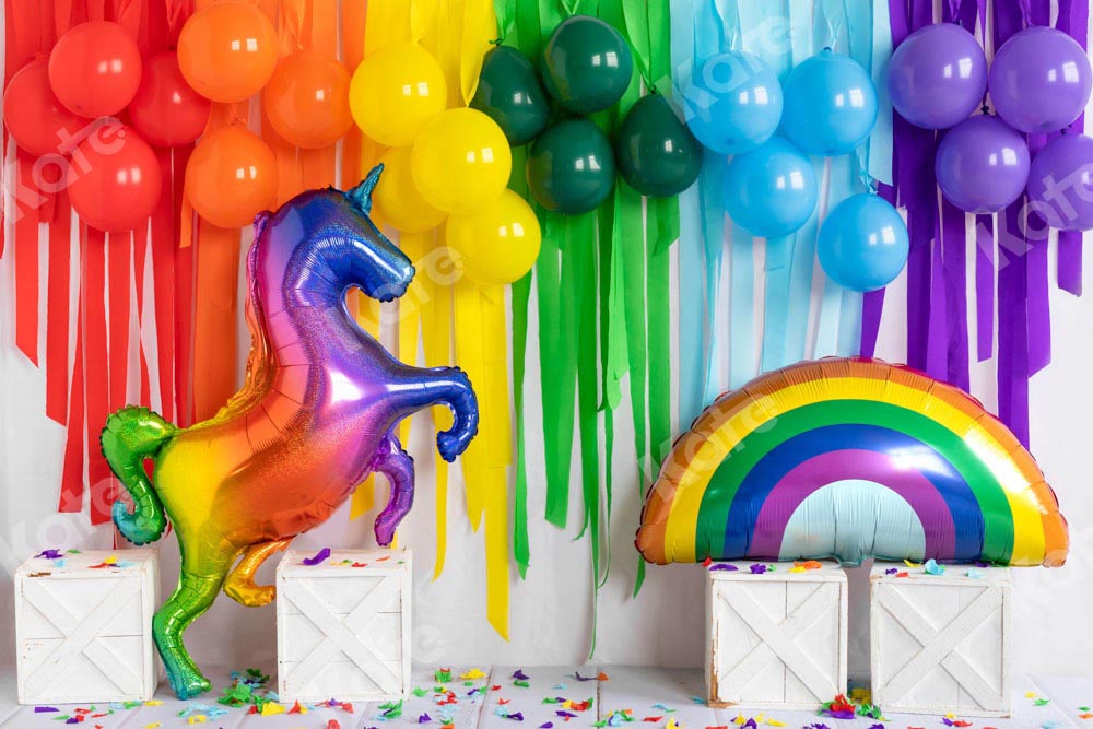 Kate Rainbow Unicorn Backdrop Birthday Balloon for Photography