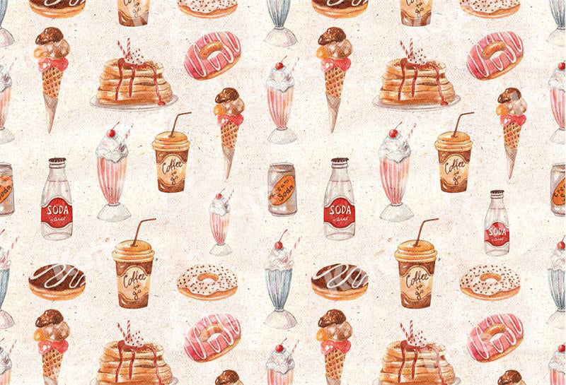 Kate Retro Delicious Party Backdrop Ice Cream Cake Drinks for Photography